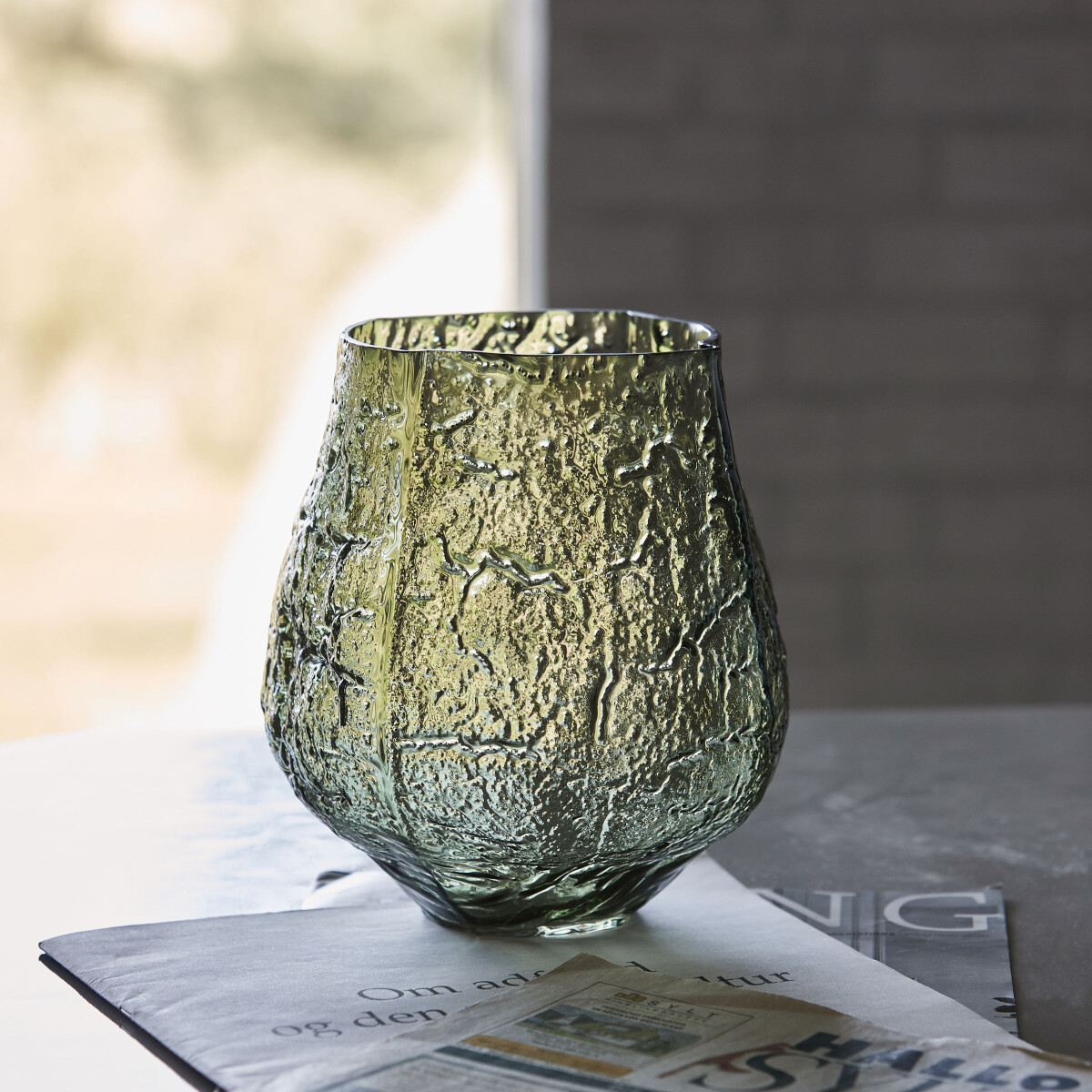 House Doctor - Vase - Moun - Glas - Mørkegrøn - 22 CM