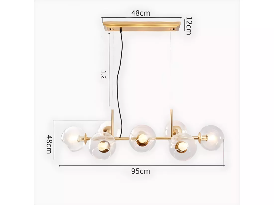NETTLIFE Suspension LED en verre Diam.105 cm E27 avec 8 ampoules boule lumineuse lustre LED lampe de salon chambre lumière éclairage intérieur