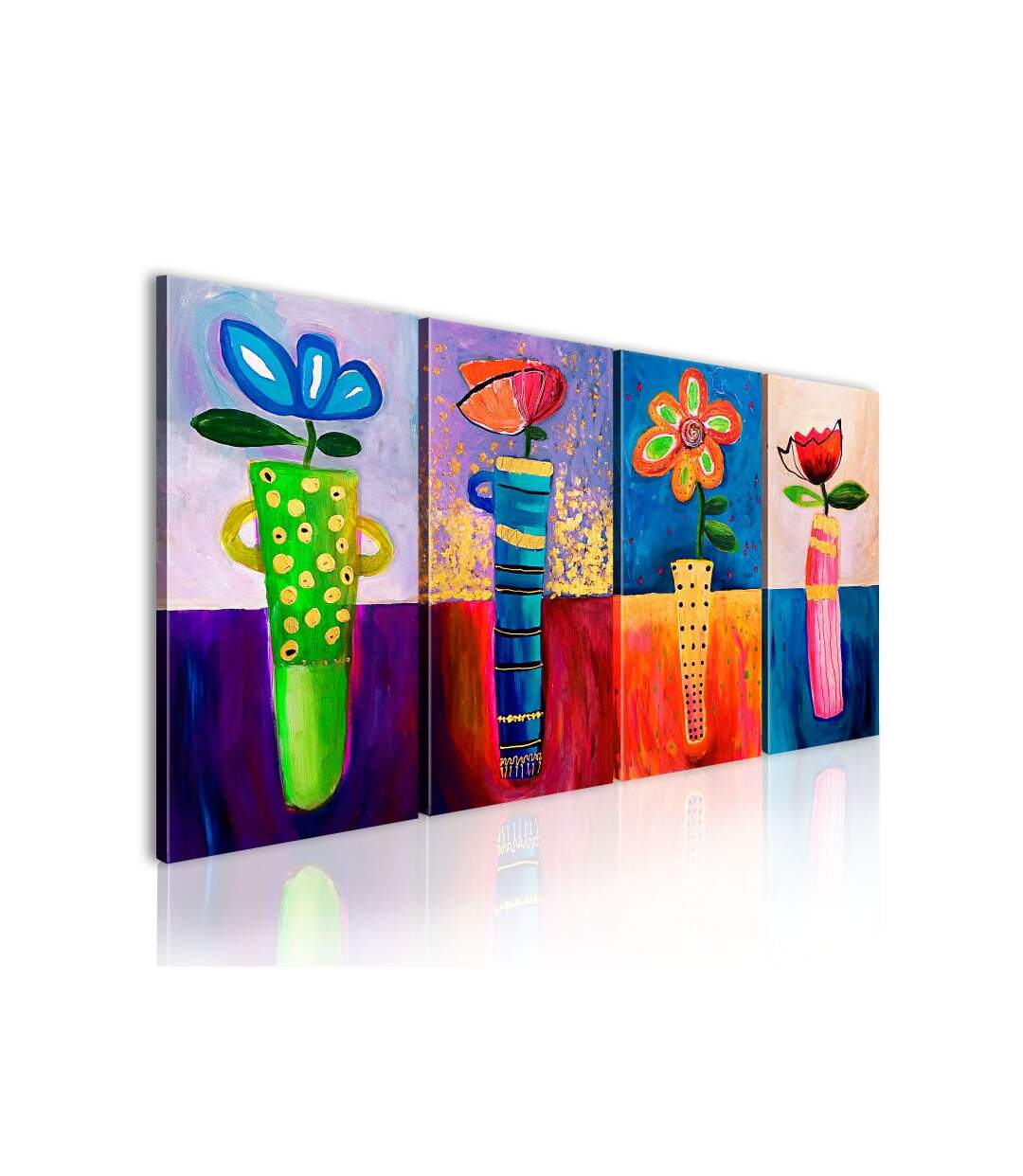 Paris Prix - Tableau Peint à La Main arc En Ciel De Fleurs 60x120cm