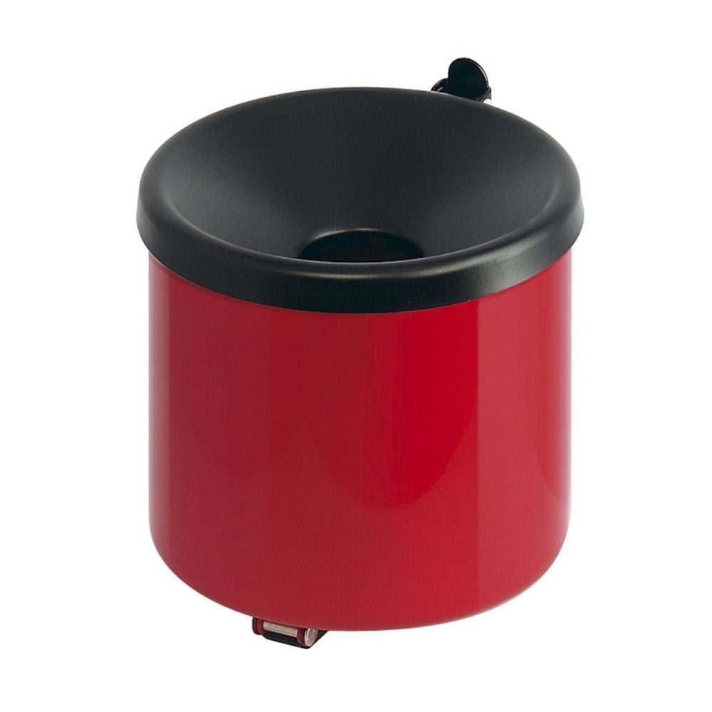 PROREGAL Ronde brandblussende wandasbak 2 liter HxØ 16 x 16 cm Metaal Wit met zwarte deksel