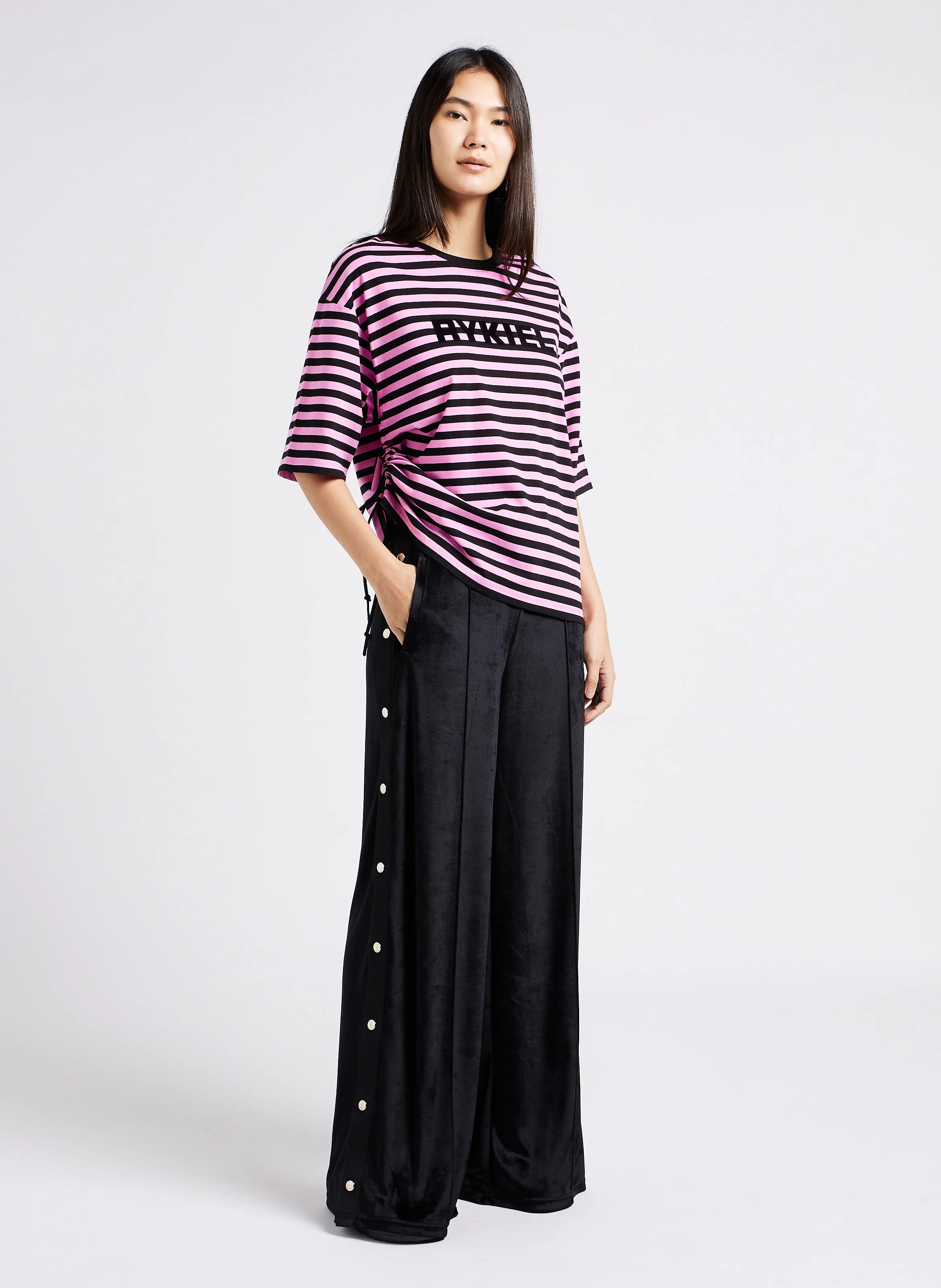 Pantalon large taille haute | Noir