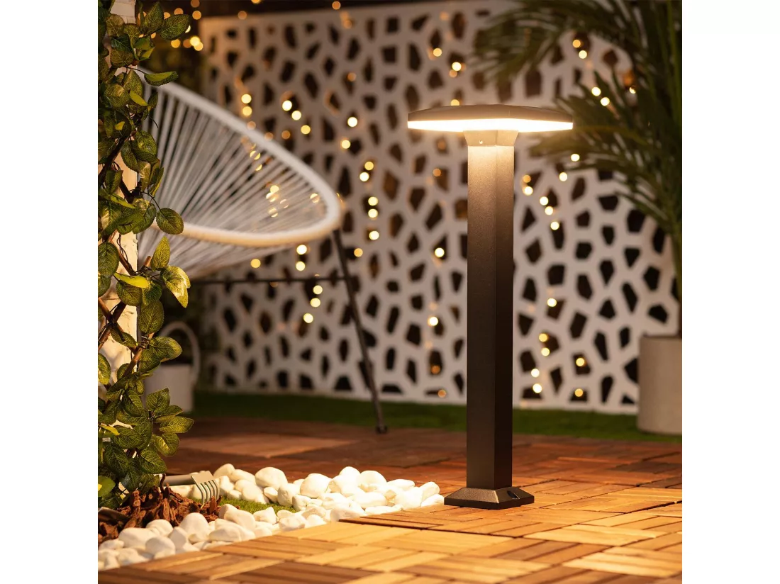 Balise LED Extérieure 12W en Saillie sur Pied 60cm Nilo 3000K Blanc chaud