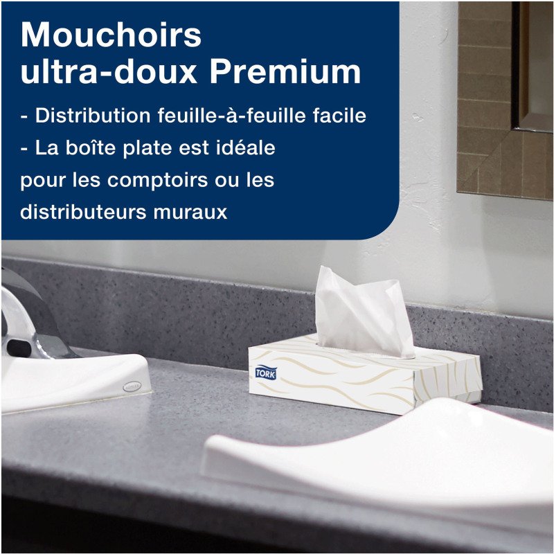 Tork Mouchoirs doux blancs F1, Premium, 2 plis, 100 feuilles