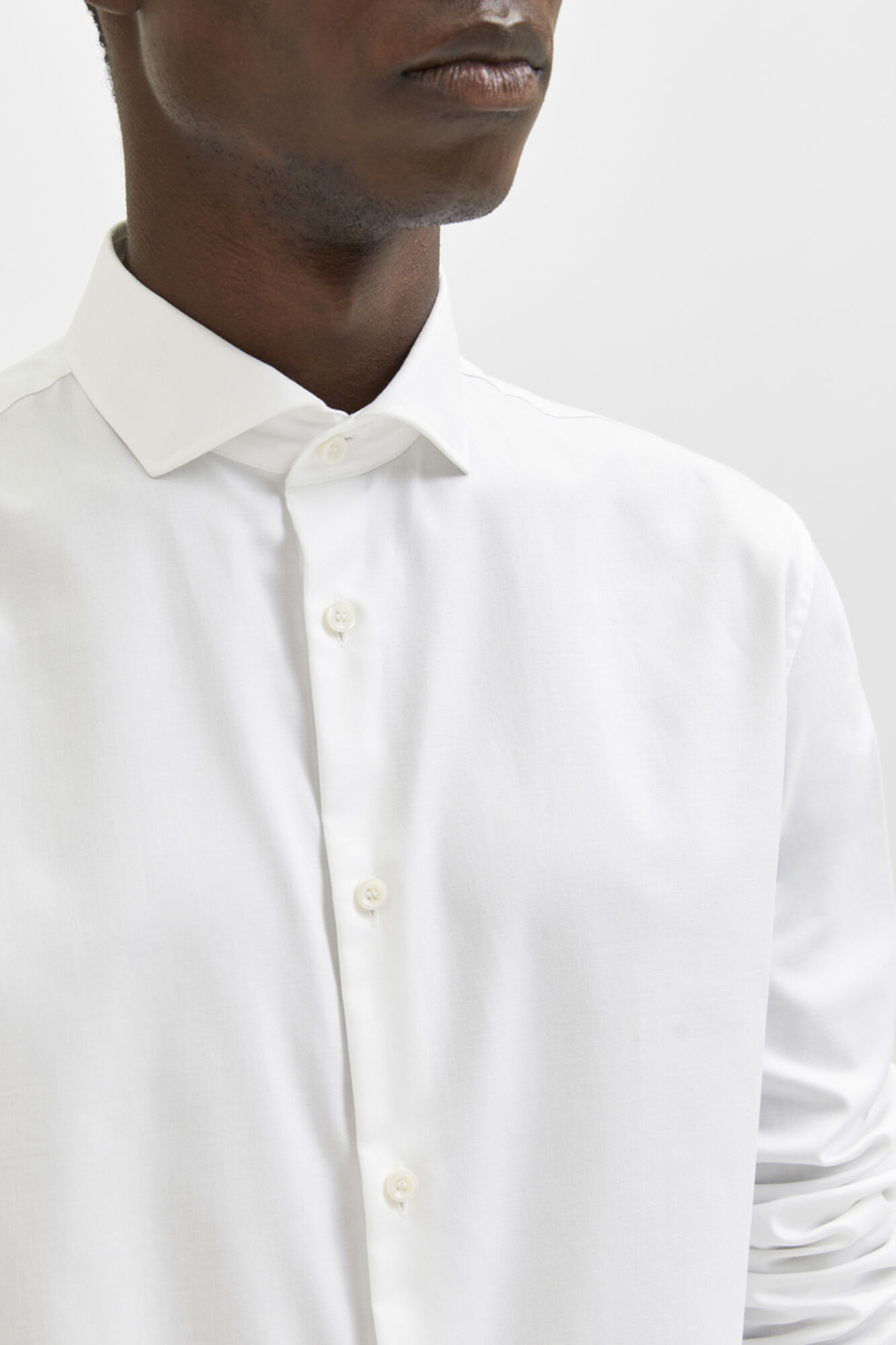 Camisa de manga comprida em linho e algodão reciclado - Branca