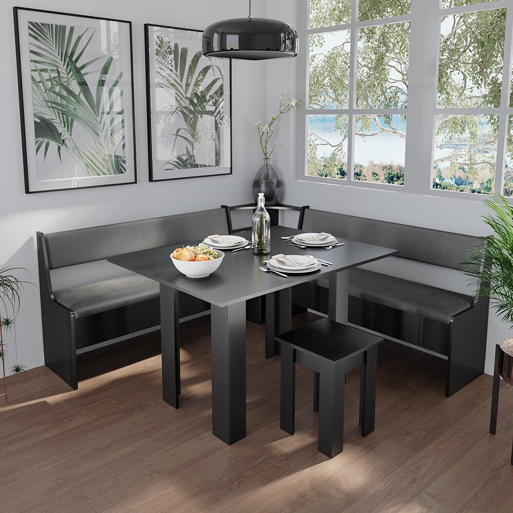 Vicco Küchenbank Sitzbank Esszimmerbank Roman Schwarz 137 cm modern Truhenbank Eckbankgruppe Esszimmergruppe Küchensitzgruppe Sitzbankgruppe Küchenmöbel Polstermöbel
