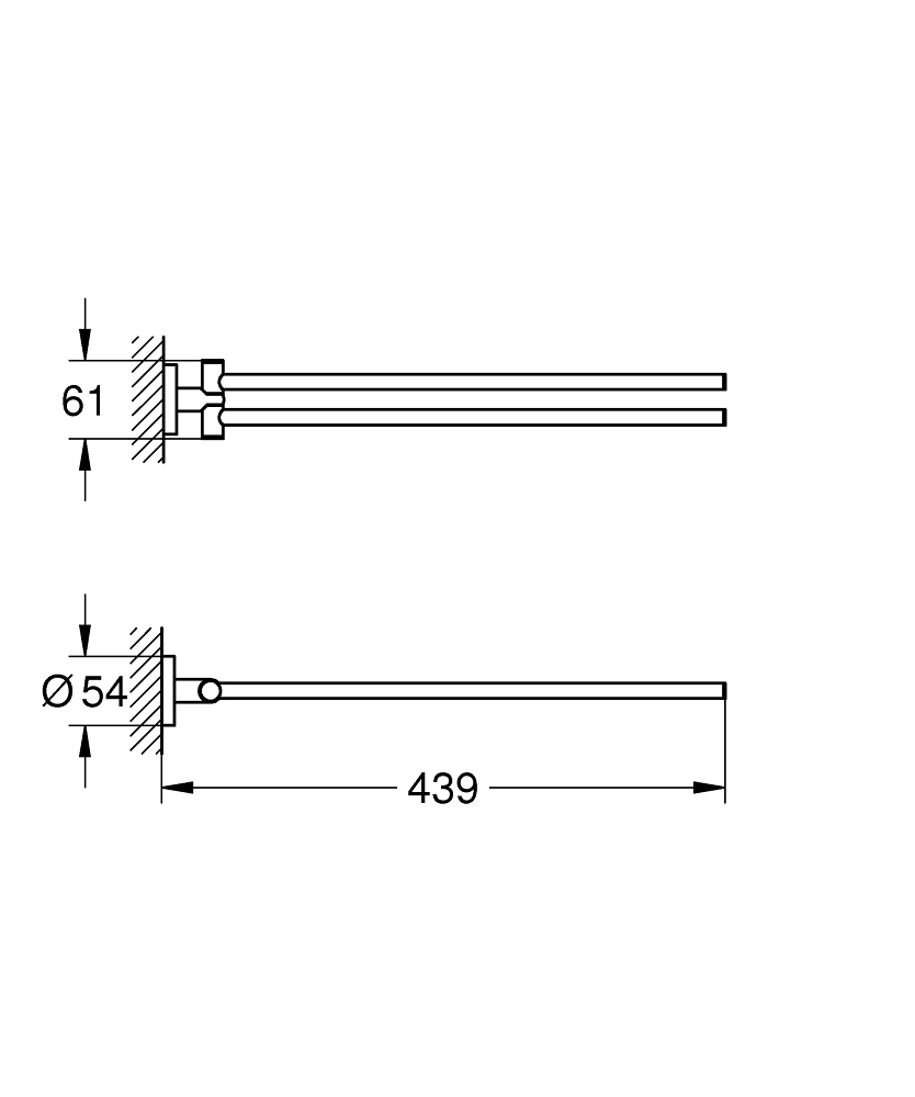 Grohe Essentials handdoekhouder 2-lids brushed hard graphite