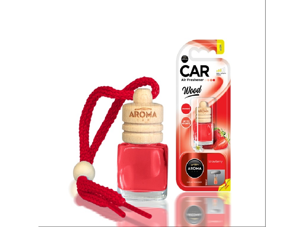 AMBIENTADOR AUTO AROMA CAR WOOD MORANGO 6ML