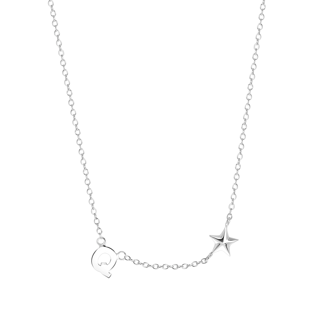 Zilveren ketting letter/stardust
