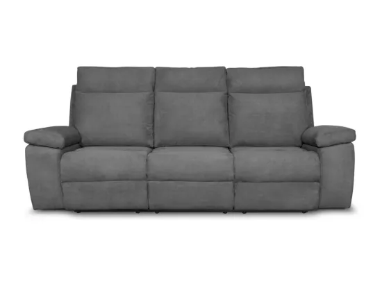 Canapé de relaxation manuel 3 places en tissu Houda - Gris clair - L235 x 93 x 105cm - Loungitude
