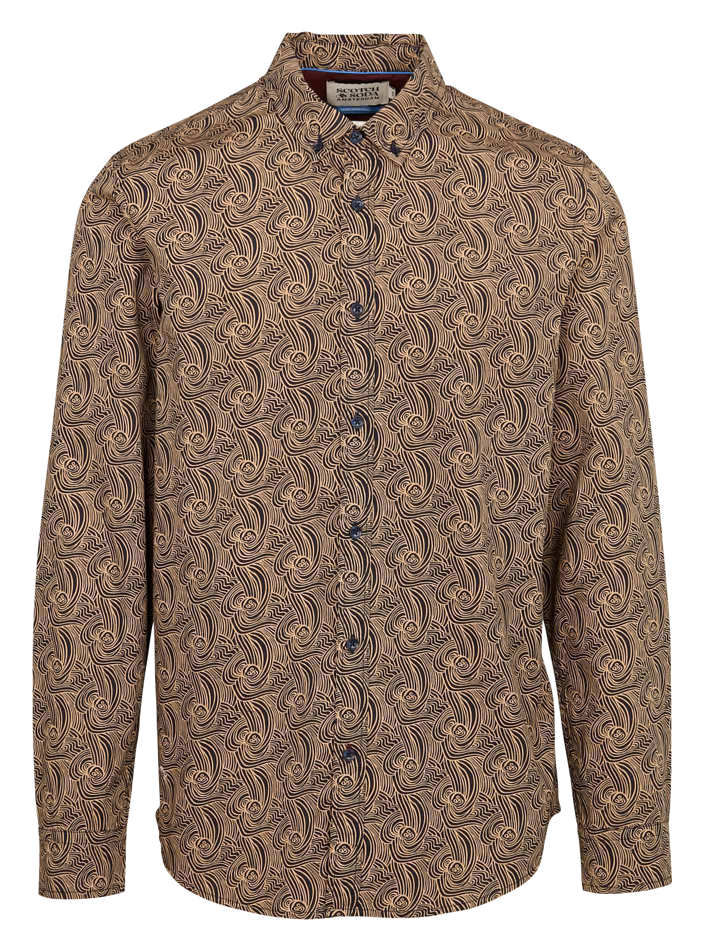 Chemise droite imprimée en coton | Beige
