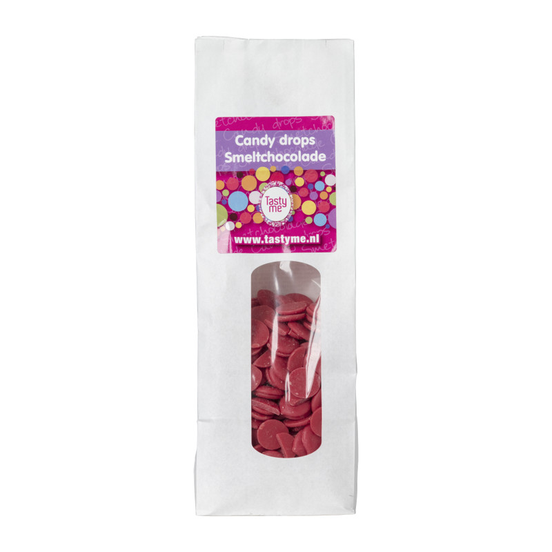 Tasty Me candy drops/smeltchocolade- rood - 330 gram
