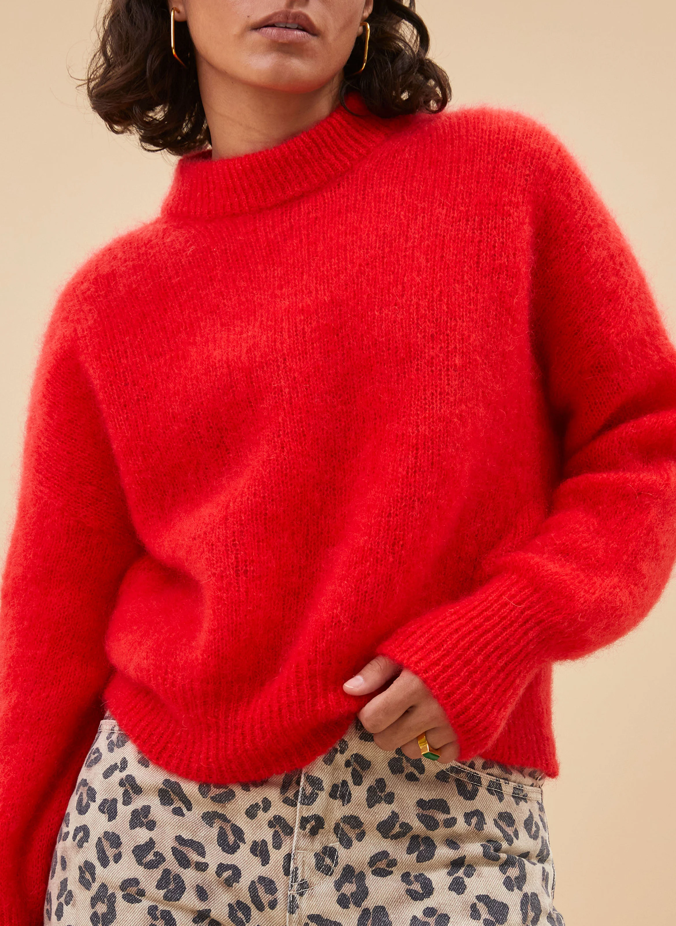 SONNY - Pull col rond en laine mélangée | Rouge