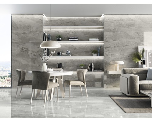 Porseleinen wand- en vloertegel Sicilia 80 x 160 x 0,97 cm Grigio gepolijst grijs