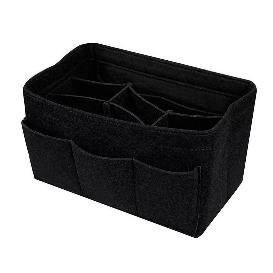 (26x16cm) Universal Handtaschen Einsatz Organizer Aufbewahrungs Stoff Taschenorganizer - Schwarz