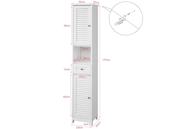 SOBUY - Etagère FRG236-W Meuble Colonne de Salle de Bain Armoire haute Meubl...