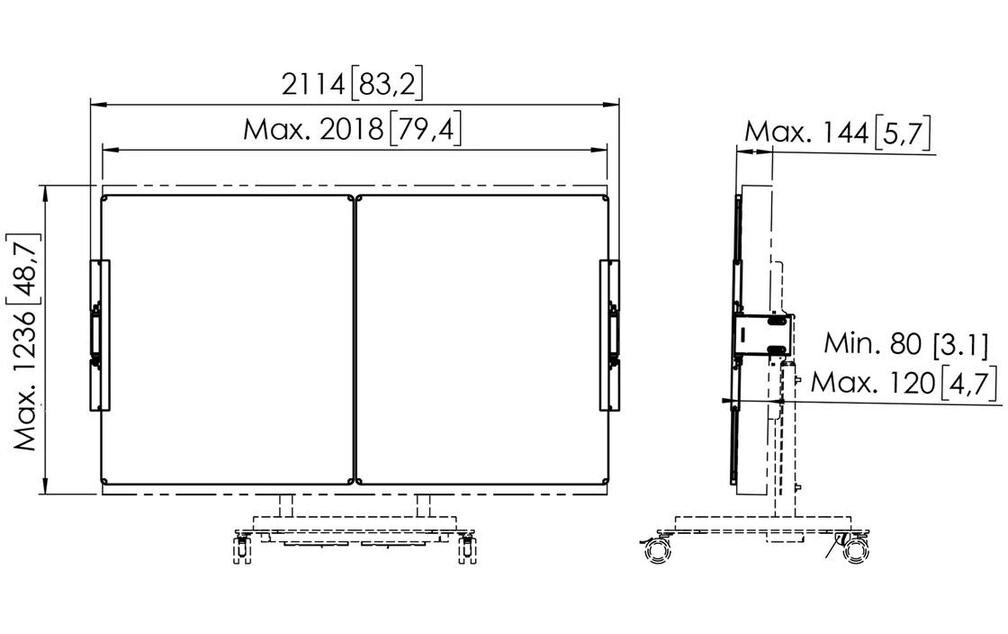 Erweiterung Rise A228 Weiss<br>86 Zoll Whiteboard-Set für RISE motorisierten Display-Lift-Trolley oder Standfuss