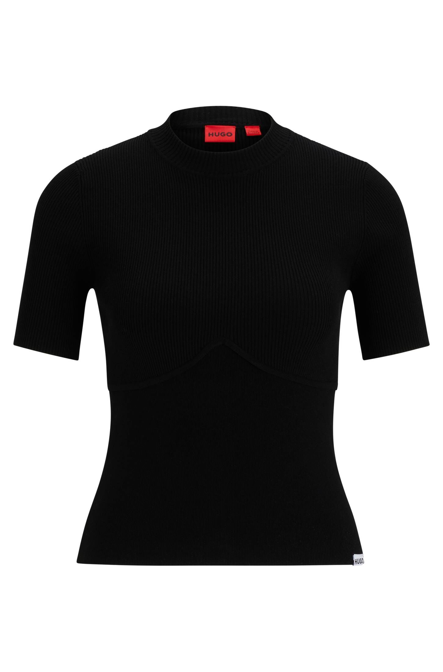 HUGO| Damen Feinstrickpullover SRIANGLER kurzärmlig Slim Fit