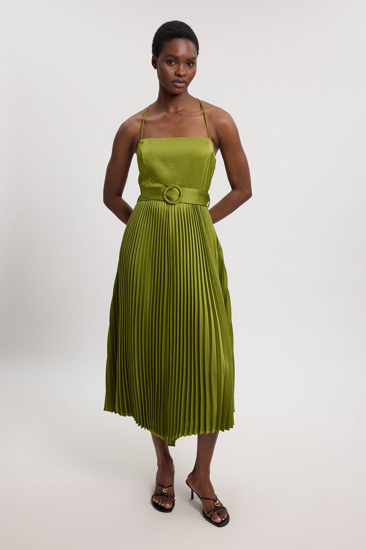 KarenMillen Robe Midi Plissée En Satin Tissé