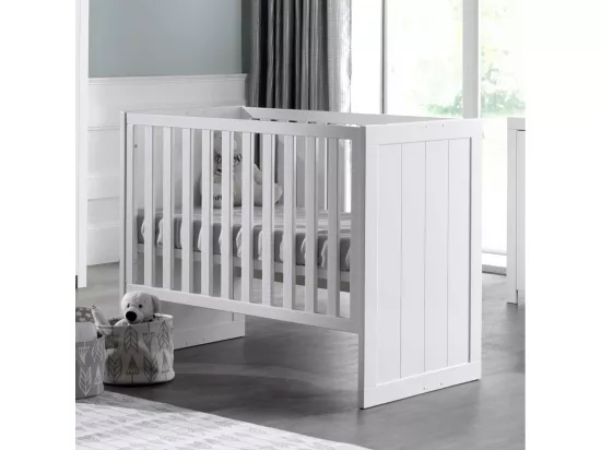 GASTON - Lit Bébé 60x120cm Hauteur Réglable Laqué Blanc