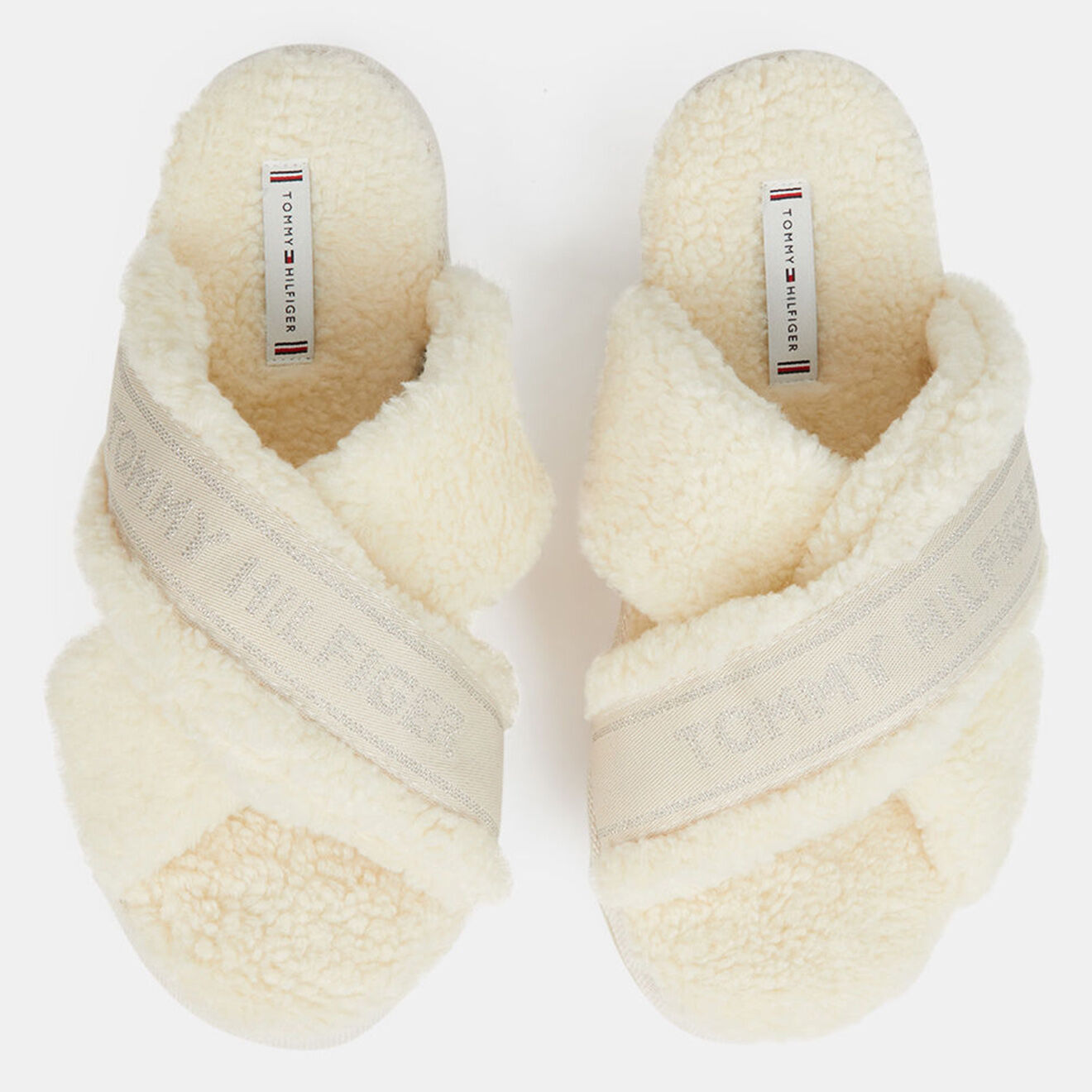 Tommy Hilfiger Chaussons en fausse fourrure Furry beiges