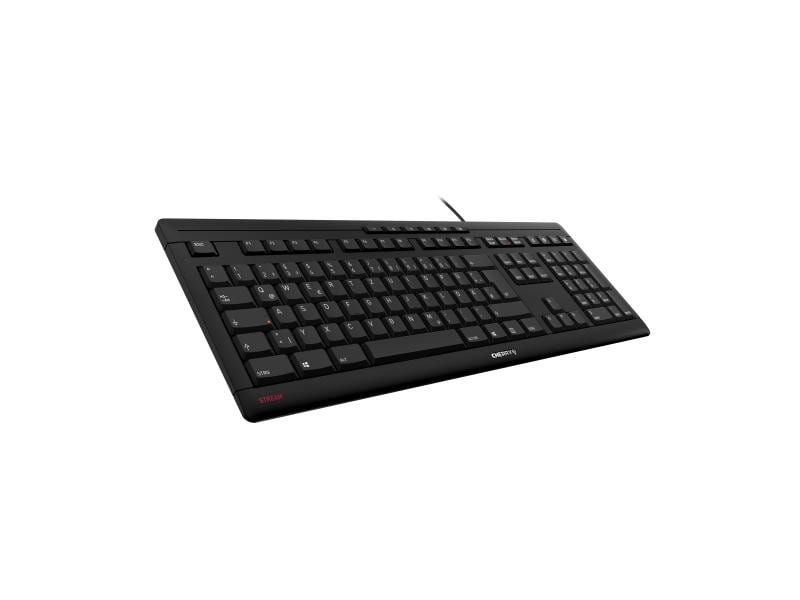 Cherry Tastatur Stream CH-Layout Schwarz Schlanke Tastatur mit flüsterleisem Tastenanschlag