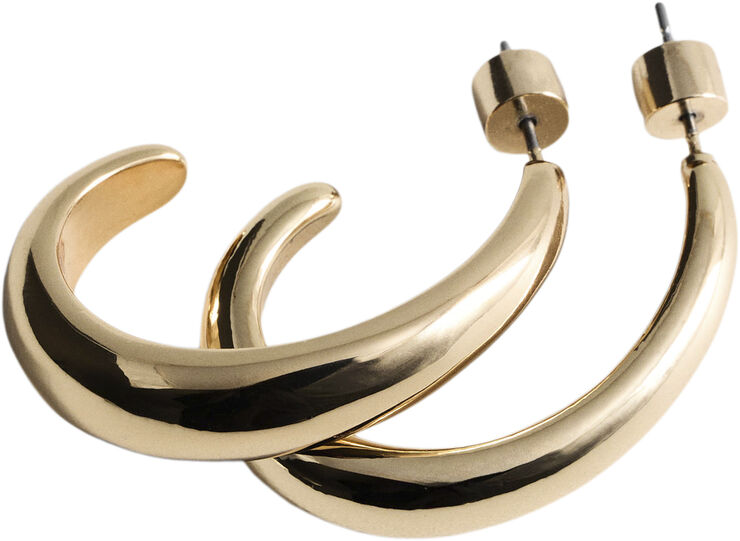 MANGO Thin oval hoop earrings Gold