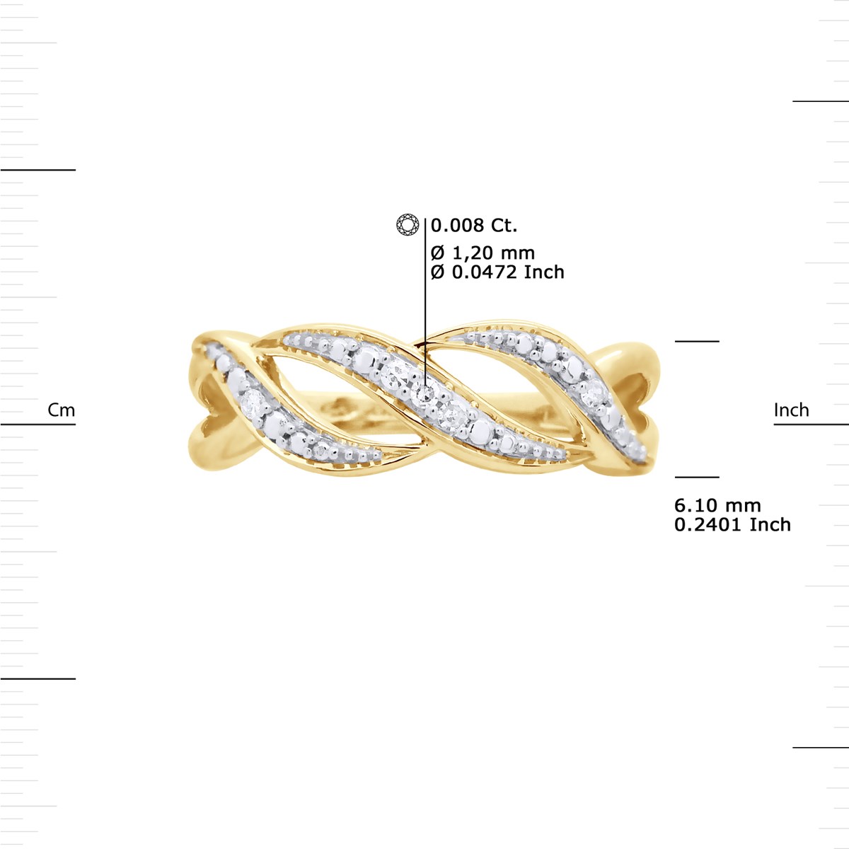 Bague Diamants 0,040 Cts Or Jaune
