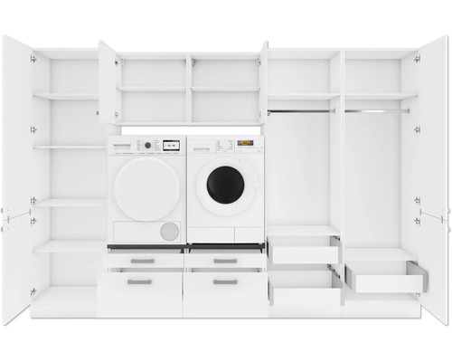 Optifit bijkeukenmeubel zonder apparatuur Salo214 300 cm wit mat gedemonteerd omkeerbaar uitvoering HWSA HWR-3+