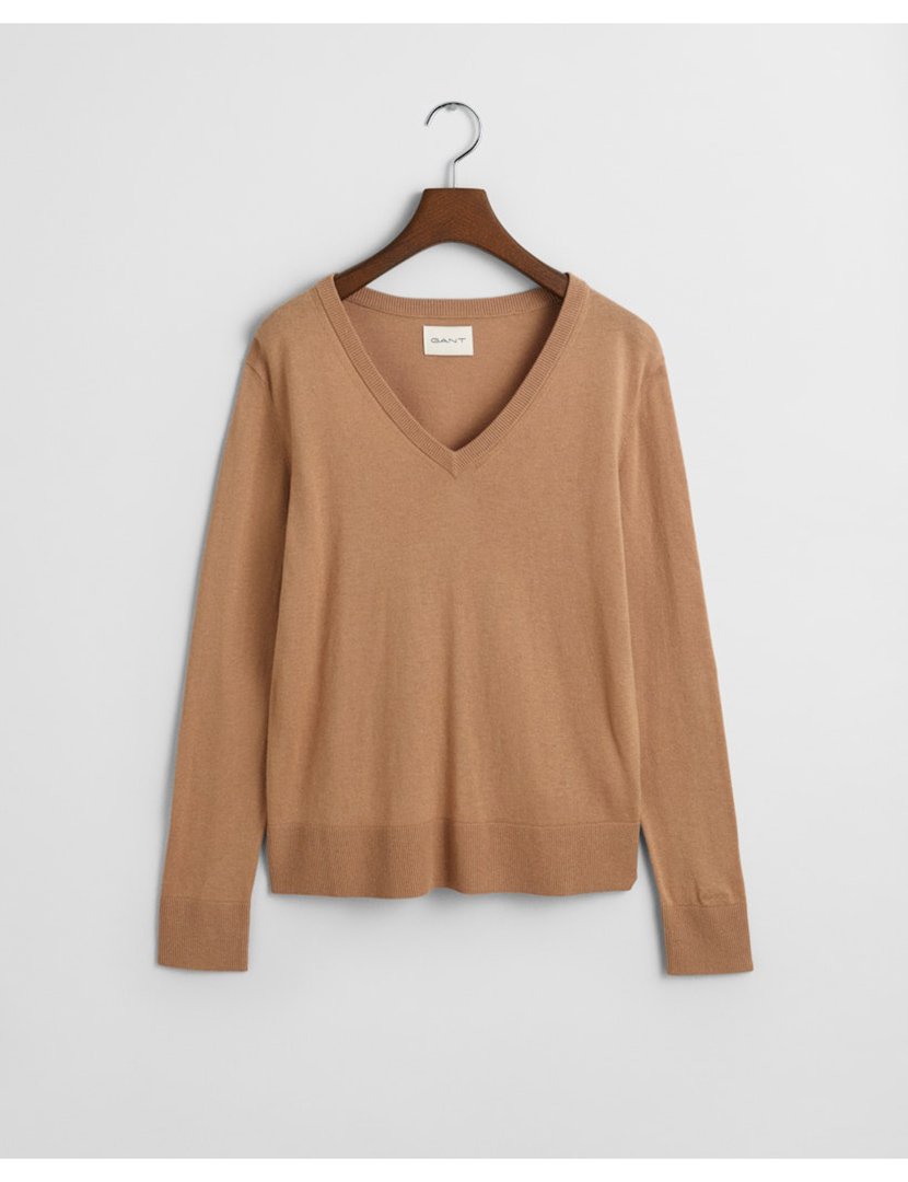Brown V-Neck Knit Sweater