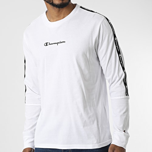 Tee Shirt Manches Longues A Bandes 217837 Blanc