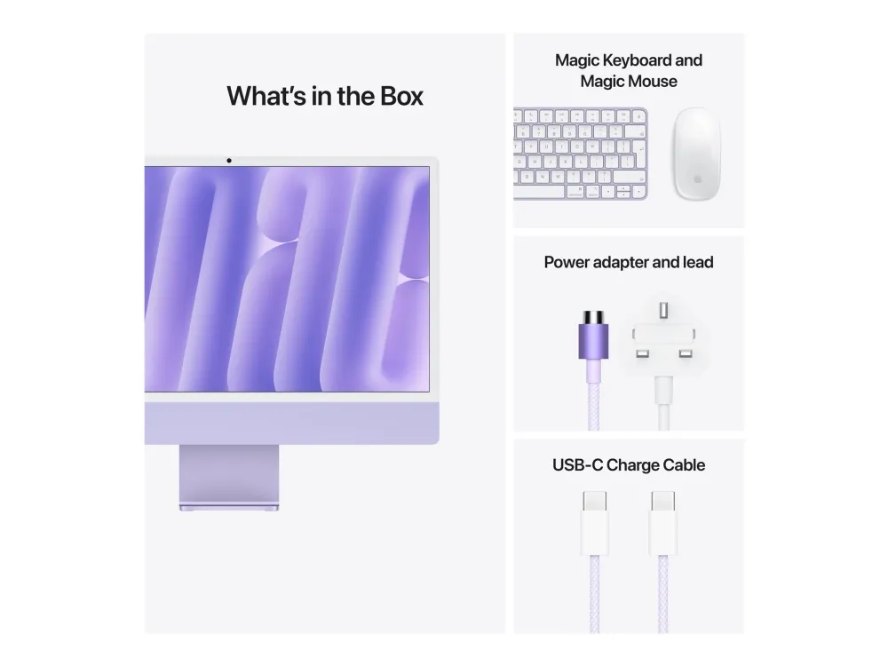 Apple iMac with 4.5K Retina display - Alt-i-én M4 - RAM 16 GB - SSD 256 GB - Apple M4 8-core - IEEE 802.11ax (Wi-Fi 6E), Bluetooth 5.3 - macOS Sequoia 15.0 - skærm: LED 24