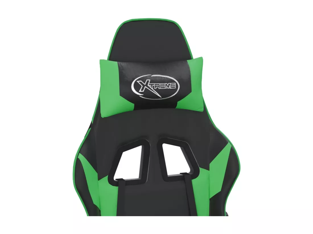 Chaise de jeu avec repose-pied Noir et vert Similicuir