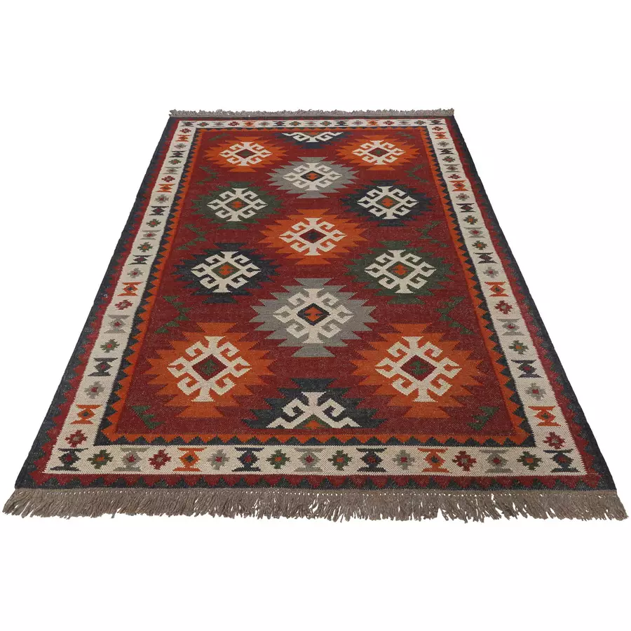 Green Looop Handweb-Teppich Blancard rot