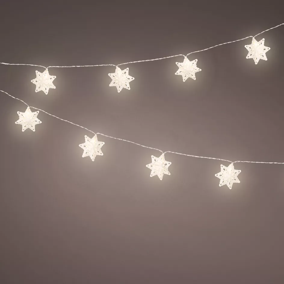 Guirlande lumineuse à piles 10 LED (2,25 m) Étoiles en papier Blanc chaud