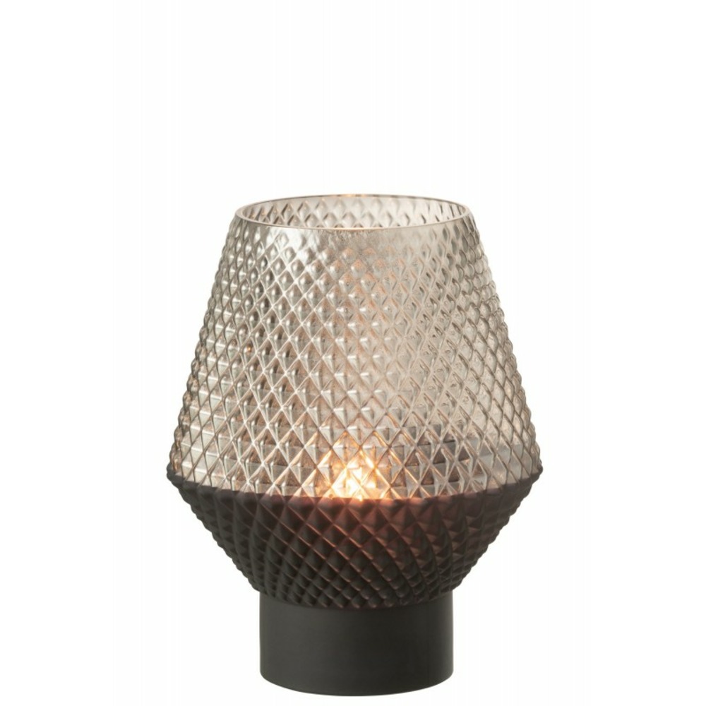 Vase avec motifs en verre gris 17x21cm