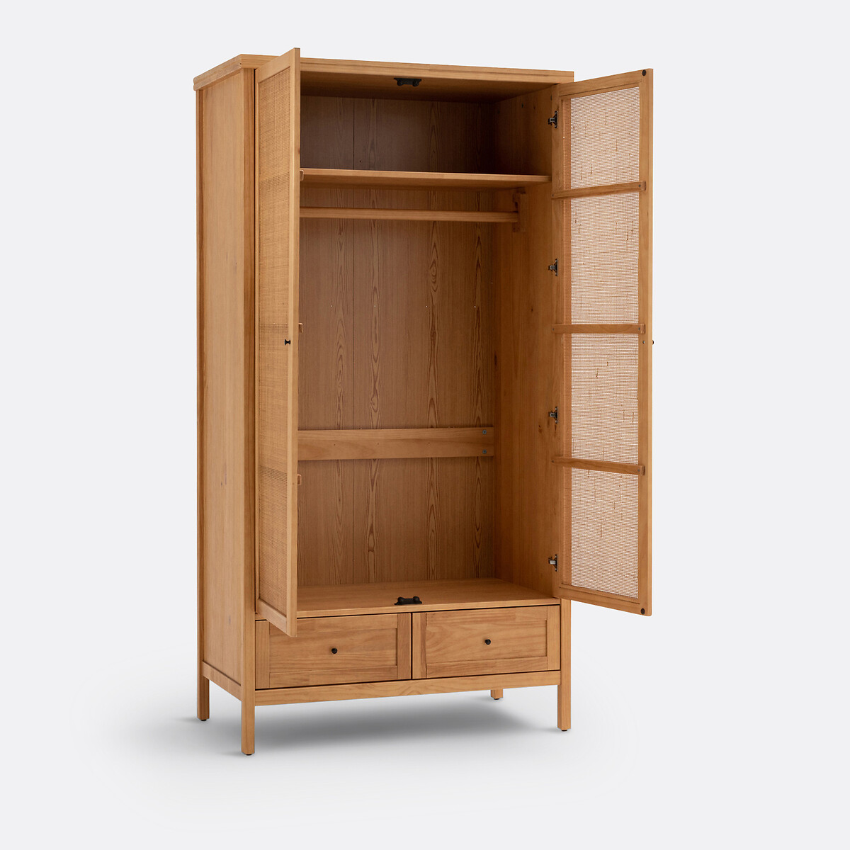 LA REDOUTE INTERIEURS<br>Armário com 2 portas em pinho maciço e rattan, Gabin