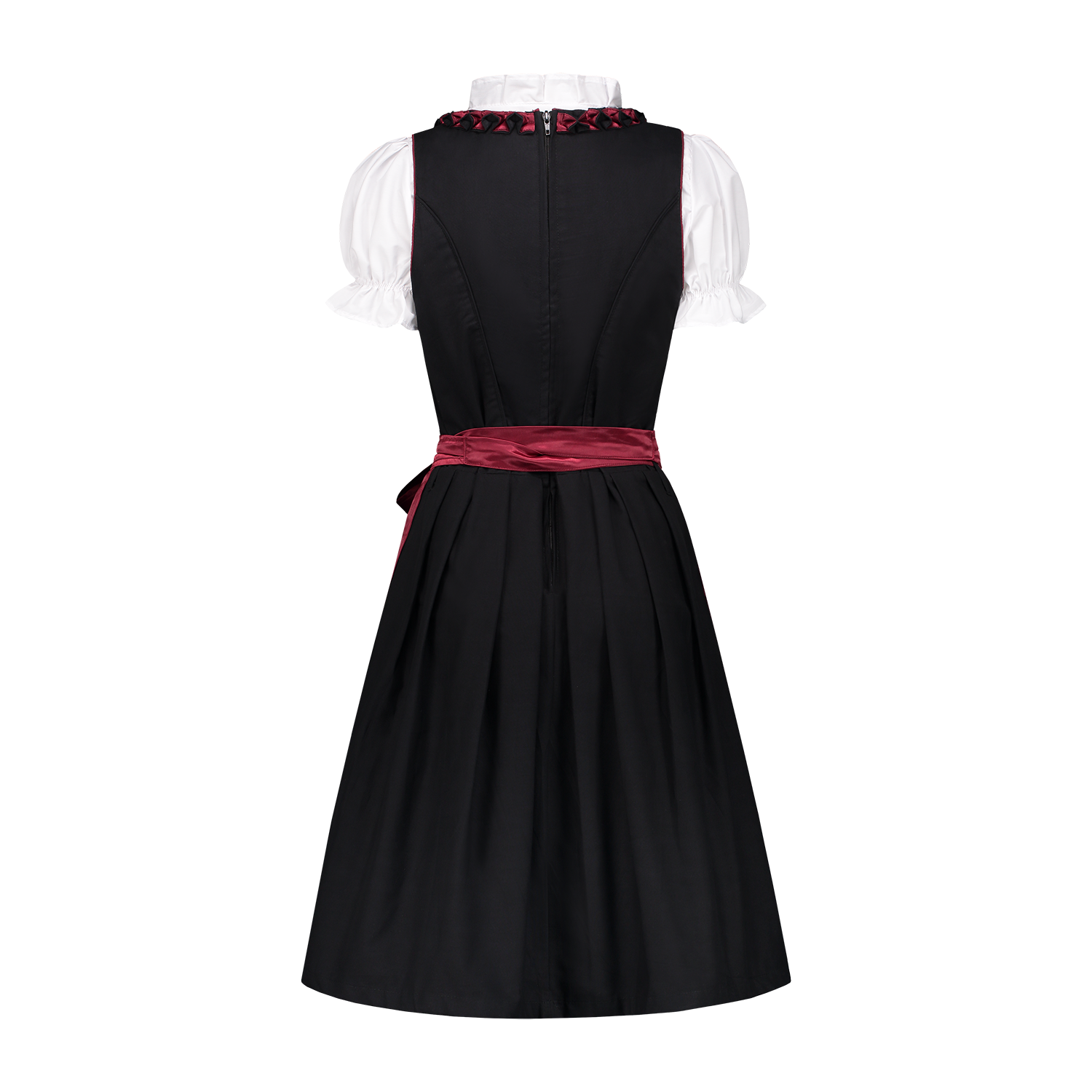 Zwart Rode Dirndl Jurk Oktoberfest Dames Bordeaux