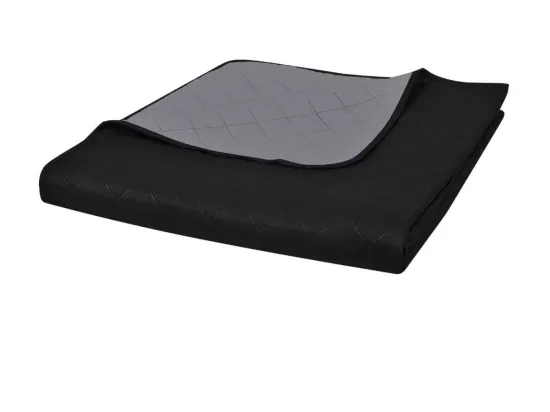 Couvre-lit à double face matelassé Noir-Gris 170x210
