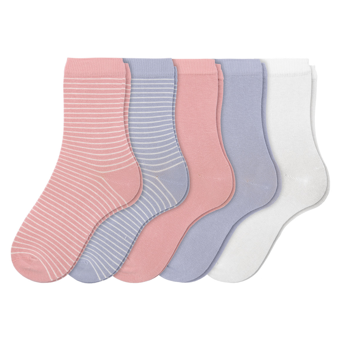 Topolino 5 Paar Mädchen Socken mit Bio-Baumwolle hellblau / rosa / weiss