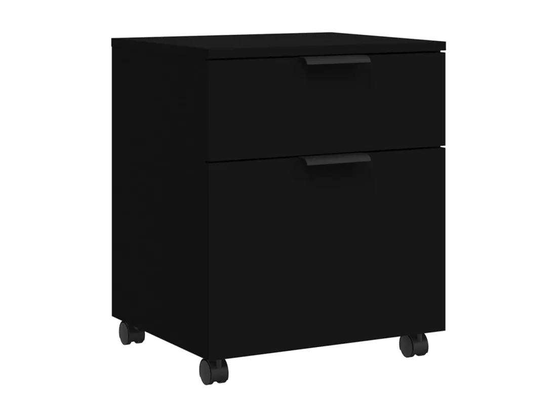 Classeur mobile avec roues noir 45x38x54 cm bois d'ingénierie