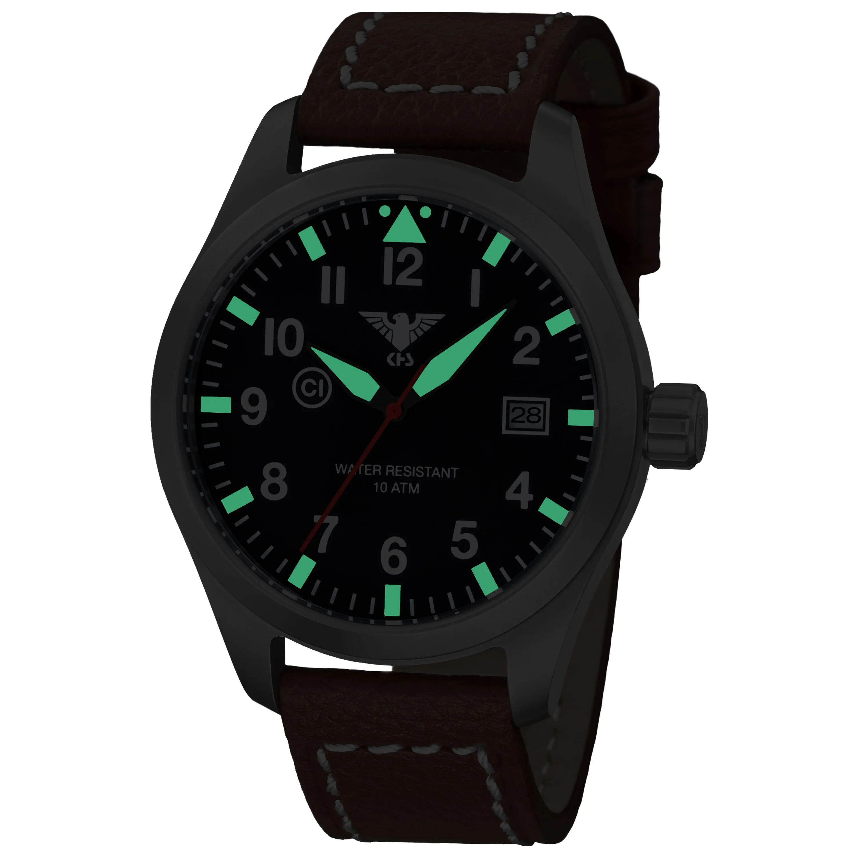 KHS -  Armbanduhr Airleader Steel Büffellederband