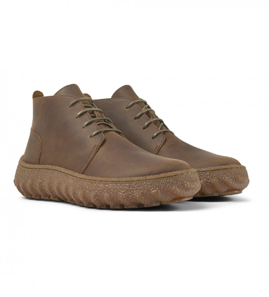 Botas de tornozelo Camper Ground em couro marrom