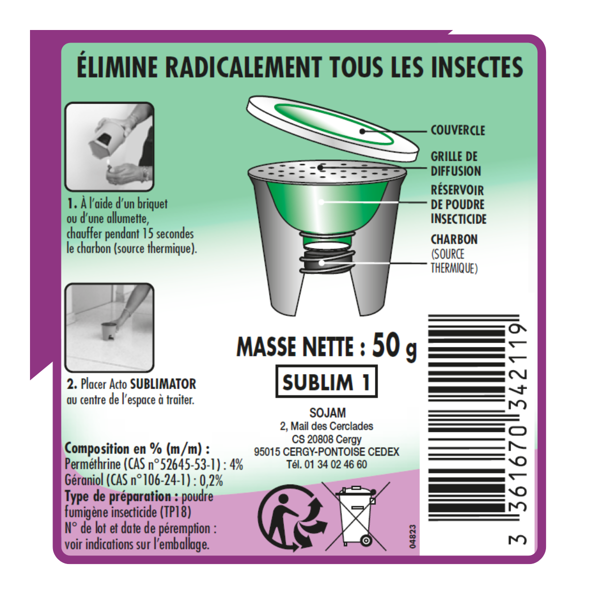 Acto sublimator, éliminateur de cafards et punaises de lit