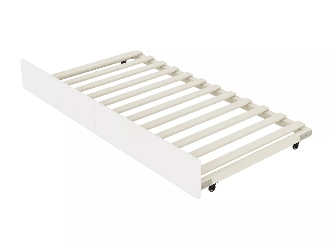 Lit banqueet avec lit gigogne 90x190/200cm - en tissu lin - Beige