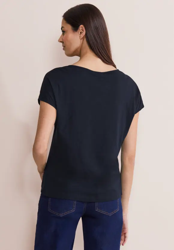 T-Shirt mit Spitzendetail - deep blue