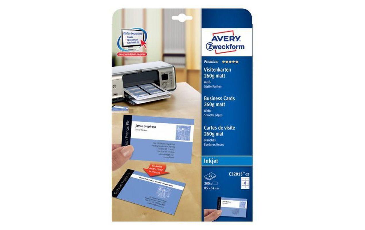 Visitenkarten-Etiketten Inkjet 85 x 54 mm 200 StückEtiketten für Drucker, 85 x 54 mm, weiss