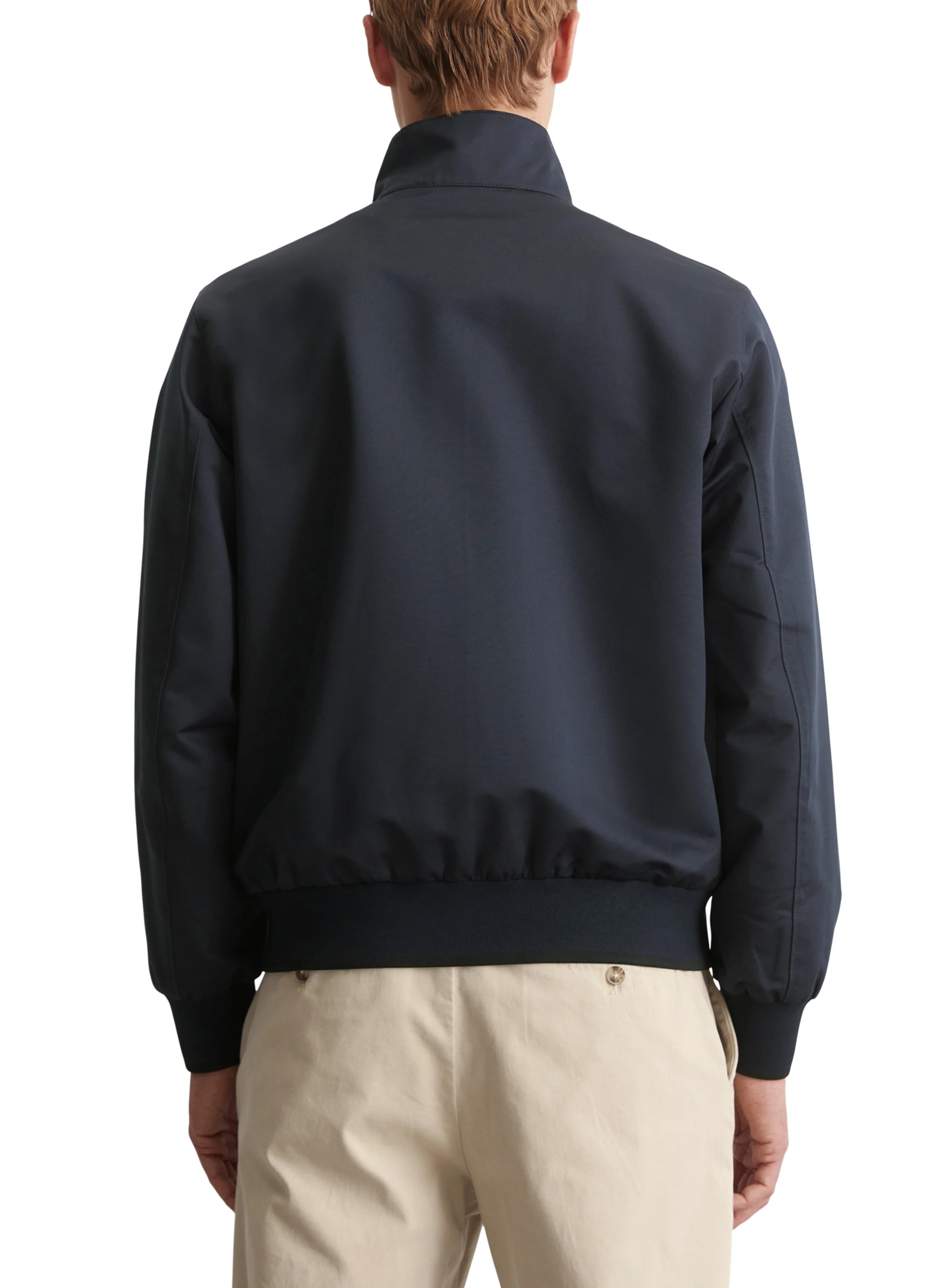 Veste droite zippée à col montant| Bleu