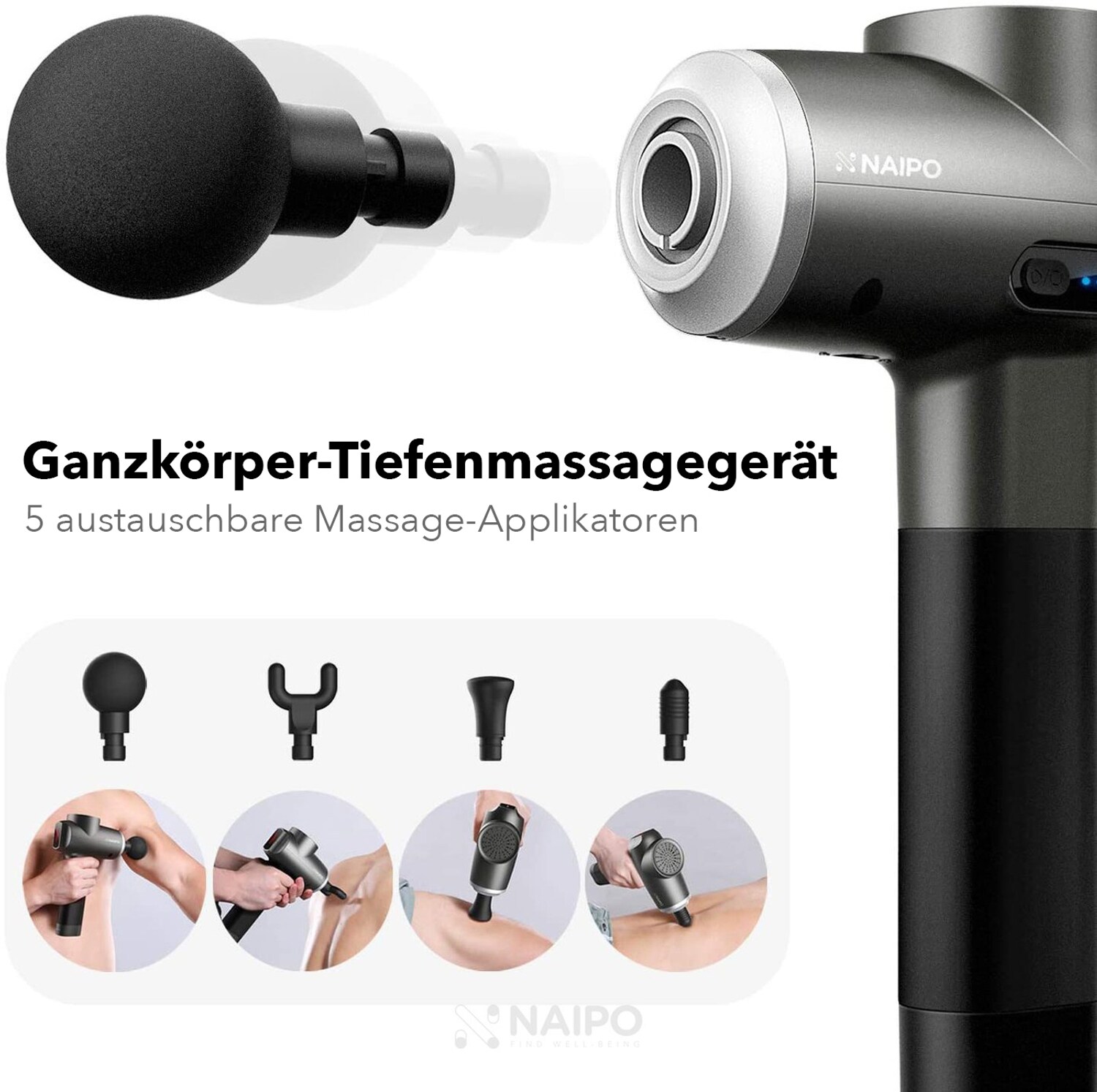 NAIPO Massage Gun Massagepistole Tiefengewebe Muskel Percussion Massagegerät
