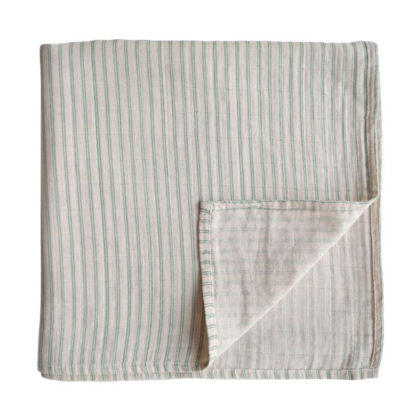Mushie - Swaddle - Sage Stripes