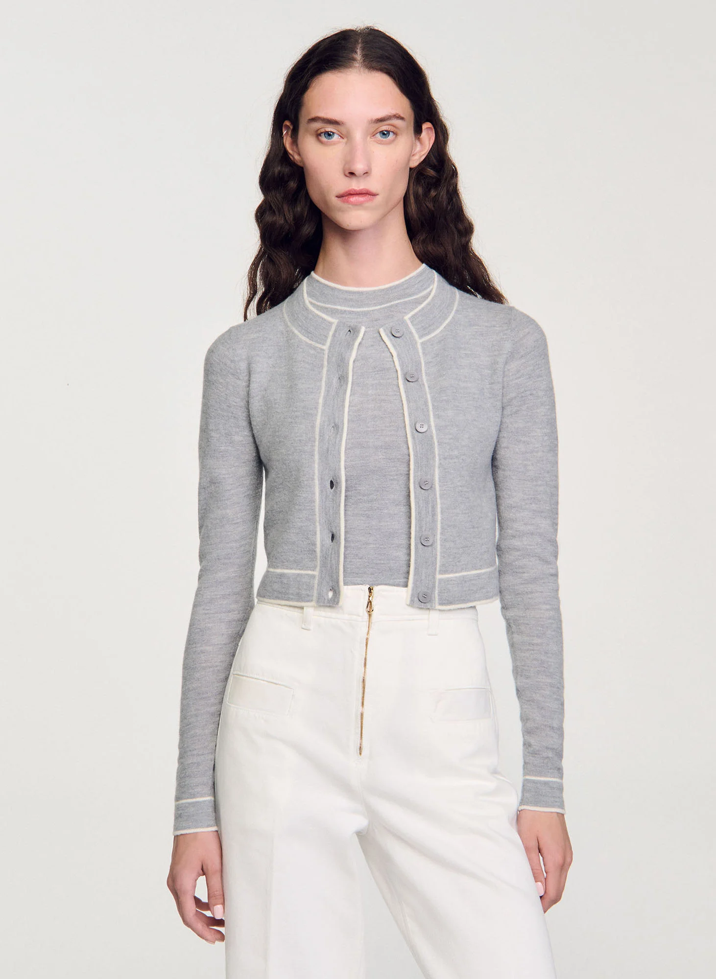 Gilet col rond en laine | Gris